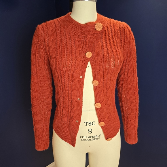 1930s Vintage Hand Made Cable Knit Sweater, XS - Picture 9 of 9